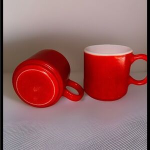 Pair Vintage Fired-On Red Milk Glass Coffee Mugs – Anchor Hocking Style